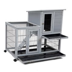 This pretty and practical rabbit hutch is fit for animals like rabbits, hamsters and guinea pigs. Including a play run and a nest run, the bunny cage has large space for your pets to play and relax. Allowing you to move the rabbit cage easily, the bunny cage is designed with 4 rolling casters. Wood Rabbit, Bunny Cage, Bunny Cages, Rabbit Hutch, Rabbit Cage, Wooden Rabbit, Rabbit Hutches, White Pine, Hamsters