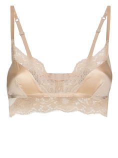 Find DOLCE & GABBANA Lace-trim Satin Bralette on Editorialist. light beige satin finish adjustable spaghetti straps bralette style lace detailing rear hook and eye fastening Lace Bra Outfit, Lace Bra Set, Satin Bralette, Bra Outfit, Satin Bra, Retro Lingerie, Satin Lingerie, Black Lace Bra, Silk Lingerie