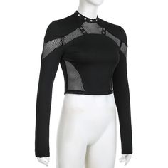 Please refer to our sizing chart for a guideline when choosing a size. 5 business days order processing time. 90% polyester 10% spandex. Non-stretch Long Sleeve Crop Top For Night Out, High Stretch Long Sleeve Crop Top, Non-stretch Long Sleeve Crop Top, Fitted Black Tops With Splicing, Black Fitted Tops With Splicing, Fitted Black Top With Splicing, Non-stretch Crop Top For Night Out In Fall, Fitted Black Crop Top With Mesh Sleeves, Fitted Long Sleeve Crop Top For Night Out