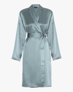 Bring a little luxury into your sleepwear with this stunning silk robe flaunting a short cut with a classic crossover silhouette notched lapel. and sash tie at the waist. 100% silk Dry clean Made in China | Women's La Perla Short Silk RobeFrosty Green Small Silk Bathrobe, Dior Jacket, Lounge Robes, Fashion Marketing, Silk Robe, Short Cut, Lingerie Sleepwear, Night Gown, Crossover