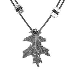 Oberon Design Oak Leaf Hand-Cast Britannia Metal Necklace Metal Pendant Jewelry With Adjustable Cord, Silver Necklaces With Adjustable Length And Waxed Cord, Silver Necklace With Adjustable Length And Waxed Cord, Adjustable Metal Necklace With Cord, Metal Pendant Jewelry With Adjustable Length, Vintage Silver Necklace With Adjustable Length, Silver Vintage Necklace With Adjustable Length, Adjustable Metal Pendant Jewelry, Symbolic Adjustable Necklace With Oxidized Finish