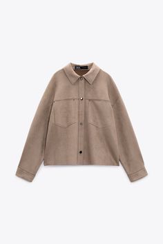 FAUX SUEDE CROPPED OVERSHIRT - Mink | ZARA United States