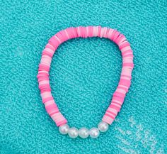 - Claybead Bracelet, Pink Clay Bead Bracelet, Bracelet Combos, Bracelet Business, Bracelet Stuff, Clay Bracelets, Homemade Bracelets, Clay Bead Bracelet