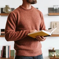 Wool Crewneck - Burnt Sunset Orange Mens Fall Sweaters, Mens Sweater Outfits, Ashley Cooper, Warm Fall Outfits, Buffalo Jackson, Sweater Outfits Men, Mens Rugged, Men Bodies, Sweater Wrap