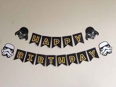 a star wars birthday banner with darth vader masks