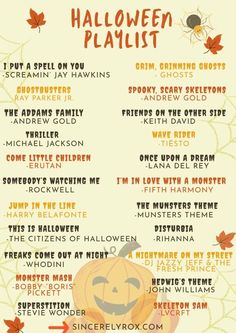 a halloween playlist with pumpkins and jack - o'- lanterns on it