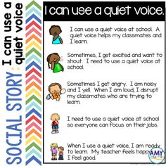 a poster with the words, i can use a quiet voice to teach students how to say