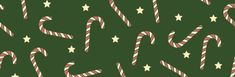 candy canes and stars on a green background