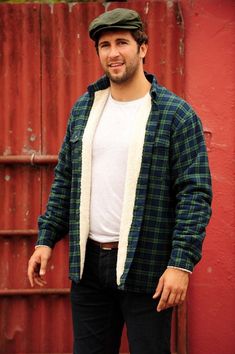 Mens Fleece Lined Shirt in green tartan Irish Sweaters, Aran Islands Ireland, Fleece Lined Flannel Shirt, Aran Sweaters, Grandfather Shirts, Plum Sweater, Irish Sweater, Lined Flannel Shirt, Green Tartan