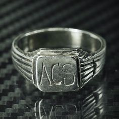 "size 9, vintage Sterling silver handmade ring, 925 band engraved monogram \"ACS\", stamped sterling" Savannah Ga, Ring Band, Sterling Silber, Vintage Sterling Silver, Handmade Ring, Handmade Silver, Band Rings, Jewelry Rings, Monogram