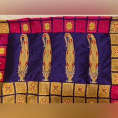 Brand New Never Worn Highest Quality Silk Sari With Amazing Detail And Embroidery. Netting Is Placed On The Underside Of The Embroidery To Protect It And Keep It From Scratching You. It Is Impossible To Find Saris Of This Quality Anymore! Send In An Offer Asap :) Traditional Purple Pre-draped Saree For Navratri, Embroidered Purple Pre-draped Saree For Navratri, Traditional Purple Pre-draped Saree For Puja, Purple Dola Silk Pre-draped Saree, Purple Pre-draped Saree With Dupatta For Diwali, Traditional Purple Pre-draped Saree, Traditional Purple Paithani Silk Pre-draped Saree, Purple Pre-draped Saree With Resham Embroidery For Navratri, Festive Purple Sets With Motifs