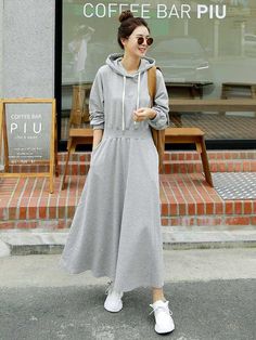 Sku CY-!55209 Material Polyester Style Loose , Long Sleeves Feature Hood , Solid Occasion Going out , Casual Seasons Spring Type Midi Dresses Color GRAY Size S,M,L,XL Please consult the size chart we provide for this item''s measurements to help you decide which size to buy.Please note: There may be 1-3cm differ due to manual measurement.CMINCH Bust Shoulder Sleeve Length S 102 53 57 112 M 106 54 58 113 L 110 55 59 114 XL 114 56 60 115 Loose Maxi Dress, Lined Hoodie, Lantern Sleeve Dress, Hooded Dress, Loose Dress, One Piece Swimwear, Grey Long Sleeve, Midi Dresses, Black Maxi Dress