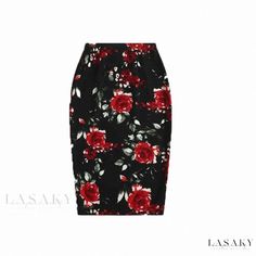 Lasaky - Chic Printed Midi Skirt - Casual and Fashionable Hip-hugging Skirt Stylish Midi Skirt, Fitted Denim Skirt, Midi Skirt Casual, Floral Print Midi Skirt, Floral Bodycon, Half Skirt, Printed Pencil Skirt, Looks Black, Printed Midi Skirt