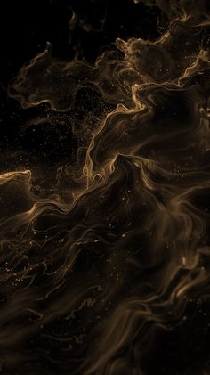 an abstract image of waves in brown and white colors on a black background with gold highlights