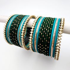 Bray Bangle Set Indian Bangles , South Asian Bangles , Pakistani Bangles , Desi Bangles , Punjabi Bangles , Tamil Bangles , Indian Jewelry Traditional Turquoise Hand Wrapped Jewelry, Traditional Turquoise Hand-wrapped Jewelry, Adjustable Round Cuff Bracelet For Festive Occasion, Green Stackable Bangle Bracelets, Bohemian Bangle Bracelet For Celebration, Bohemian Stackable Bangle For Party, Adjustable Green Cuff Bracelet For Wedding, Green Adjustable Cuff Bracelet For Wedding, Stackable Bohemian Bangle For Party