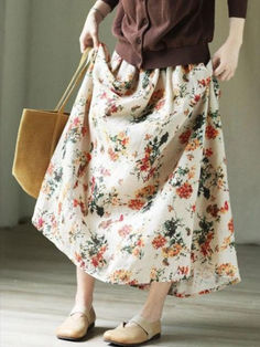 Style:	Elegant Material:	100% Linen Pattern:	Printed Length:	Ninth Pants/Skirts Closure Type:	Elastic Silhouette:	A-line Season:	Spring/Fall  #skirt #ramie #aline #elegant Spring A-line Maxi Skirt With Elastic Waistband, Casual A-line Bottoms For Day Out, Casual A-line Skirt With Elastic Waistband, Summer A-line Bottoms With Elastic Waistband, Spring Bohemian A-line Bottoms, Relaxed A-line Maxi Skirt For Spring, Bohemian A-line Summer Bottoms, Non-stretch Gathered Maxi Skirt For Spring, Spring Long Gathered Skirt