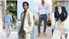 men's clothing and shoes are featured in this collage with the same image