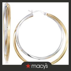 in stock Modern Round Earrings From Macy's, Macy's Tarnish Resistant Earrings, Macy's Modern Round Earrings, Modern Macy's Earrings For Anniversary, Macy's Hallmarked Earrings, Macy's Silver Hoop Jewelry, Macy's White Gold Hoop Jewelry, Nickel-free Gold-tone Hoop Earrings, Gold-tone Nickel-free Round Hoop Earrings