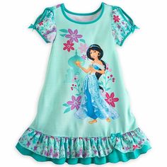 Disney Store Princess Aladdin Jasmine Short Sleeve Nightgown  Girl Size 5/6 Infants, Toddlers, & Kids Size (approx) Alpha Height in Inches Weight in lbs Age Chest in Inches Waist in Inches 0-3m   up to 22" up to 11 lbs 0-3 mos     3-6m   22-25" 11-15 lbs 3-6 mos     6-9m   25-27" 15-18 lbs 6-9 mos     9-12m   27-29" 18-22 lbs 9-12 mos     12-18m   27-31" 18-26 lbs 12-18 mos     18-24m   29-33" 22-29 lbs 18-24 mos     2T   31-34" 26-29 lbs 1-2 yrs 20½" 20" 3T   34-38" 29-33 lbs 2-3 yrs 21" 20½" 4 Blue Cotton Dress For Pajama Party, Cute Cotton Nightgown With Short Sleeves, Green Nightgown For Sleepover, Cotton Short Sleeve Dress For Sleepover, Green Cotton Dress For Sleepover, Princess Pajamas, Jasmine Princess, Room Dressing, Aladdin Jasmine