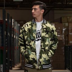 BAIT Basics Baseball Jacket (camo) | BAIT Camouflage Long Sleeve Windbreaker For Streetwear, Fall Camouflage Streetwear Outerwear, Fall Camouflage Outerwear For Streetwear, Camouflage Outerwear For Fall Streetwear, Casual Camouflage Windbreaker For Streetwear, Sporty Long Sleeve Camouflage Outerwear, Casual Camouflage Outerwear For Streetwear, Fall Military Style Track Jacket For Streetwear, Military Style Track Jacket For Fall Streetwear