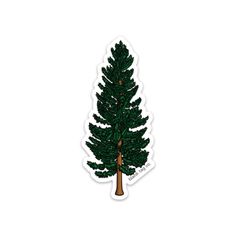 a green tree sticker on a white background