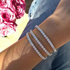 Beautifully crafted round cut 3 mm cz diamonds in a bracelet made from sterling silver comes in 3 lengths of 16, 17 and 18 cm GAB0101 Buddhist Bracelet, Diamond Tennis Bracelet, Initial Bracelet, Tennis Bracelet Diamond, Cz Diamond, Silver Pieces, Favorite Rings, Tennis Bracelet, Chain Pendants