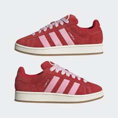 adidas Campus 00s Shoes - Red | Free Shipping with adiClub | adidas US Pink Footwear, Campus 00s Shoes, 00s Shoes, Adidas Campus Shoes, Campus Adidas, Adidas Campus 00s, Preppy Shoes, Pretty Shoes Sneakers, Shoe Wishlist