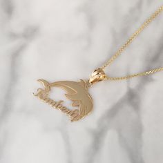 "* Personalized Your Dolphin  Pendant Necklace by Engraving Your Name!  * Available in 10k or 14k Solid Yellow, White or Rose Gold, and .925 Sterling Silver * Pendant Only Available or Pendant with a chain is available. * Rolo Chains are available in 16\", 18\", 20\" or 22\" Inch Chains. Chain Metal is corresponding to the Metal of the pendant. - Example: If you order a 14k yellow gold pendant, the chain will be 14k Yellow gold, if you order a Sterling Silver Pendant, the chain will be Sterling Yellow Gold Pendants, Rolo Chain, 10k Gold, Cross Pendant, Gold Pendant, Sterling Silver Pendants, Silver Pendant, Or Rose, 925 Silver