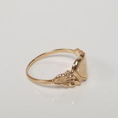 "Thanks for shopping our vintage estate store. We tend to sell well below wholesale and truly hope you enjoy all of our items. Many of the items are one of a kind, so please enjoy scrolling through the pictures and hopefully something will catch your eye. Brown spots are from camera or reflections. Estate 14k yellow gold monogram cursive capital V heart ring. Custom made ring for our shop. Ring size: 3 Setting: 7.5mm 1/4\" to 3/8\" Band width: 1.4mm Weight: .90 gram Marked 14k and it's sweet. On Vintage Gold Initial Ring Stamped 14k, Gold Oval Initial Ring Stamped 14k, Victorian 14k Gold Jewelry With Hallmark, Victorian Jewelry In 14k Gold With Hallmark, Vintage Personalized Jewelry For Collectors, Heirloom 14k Gold Initial Ring, Vintage Tarnish-resistant Signet Ring, Vintage Yellow Gold Signet Ring With Hallmarks, Vintage Gold Engraved Ring, Tarnish Resistant