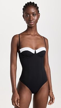 STAUD Maeve One Piece | Shopbop Chic Nylon Swimwear With Underwire, Chic Nylon Swimwear With Spaghetti Straps, Chic Nylon Swimwear With Straps, Chic Fitted Swimwear With Underwire, Elegant Fitted Swimwear With Removable Straps, Chic Fitted Underwire Swimwear, Fitted Party Swimwear With Removable Straps, Chic Fitted Swimwear With Adjustable Straps, Elegant Spring Swimwear With Adjustable Straps