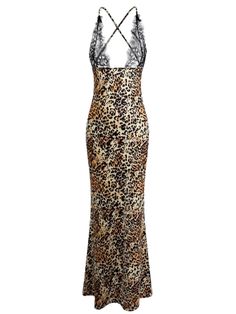 This summer, elevate your wardrobe with this stunning Lace Leopard Print Maxi Dress. Made with high-quality polyester fabric, this dress has a slight stretch for comfortable wear. The regular fit and straight silhouette flatter your figure, while the deep V-neckline and backless design add a touch of sensuality. The delicate lace detailing and ankle-length hemline bring a touch of elegance to this sexy and chic dress. Perfect for any occasion, this dress will surely turn heads and leave a lasting impression. Don't miss out on adding this dress to your collection - order now before it's gone! Wanna Recreate, Freakum Dress, Leopard Maxi Dress, Sets Outfit, Leopard Print Maxi Dress, Backless Design, Style Maxi Dress, Mini Dresses Summer, Lace Maxi Dress