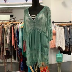 Sage Green Beach Coverups. Material Is Polyester Very Light Very Comfy And Flowey Casual V-neck Cover-up For Brunch, Casual Cover-up For Brunch In Spring, Casual Summer Cover-up For Brunch, Casual Summer Brunch Cover-up, Trendy V-neck Spring Cover-up, Casual Cover-up For Brunch On Vacation, Chic Green Cover-up For Spring, Spring Green Cover-up For Day Out, Green V-neck Cover-up For Spring