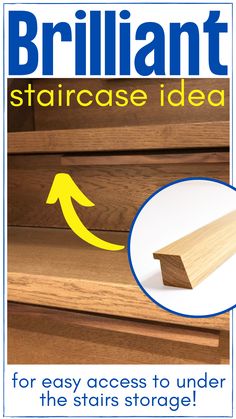 the cover of brilliant stair case idea for easy access to under the stairs storage area