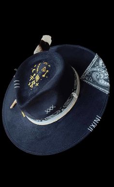 Men’s Custom Cowboy Hats, Fedora Hat Custom, Unique Hats For Men, Tooled Heels, Fedora Hat Outfit Summer, Custom Fedora Hat, Hat Decorating Ideas, Hat Design Ideas, Wide Brim Hat Men