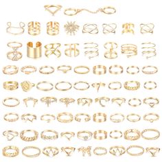 PRICES MAY VARY. 🌸 Knuckle Ring Set 🌸 One Order Includes 70PCS Gold Tone Knuckle Rings in Various Styles, Simple Rings, Crystal Rings, Criss Cross Ring and Rope Rings, Can Be Matched with a Wide Variety of Clothes, Affordable Price and Quality Workmanship 🌸 Size 🌸 Check the 6th Picture for Size Chart, The Midi Rings Size is about US 3.2-US 11, Perfect Fit Your Each Finger, You Can Use Them as Regular Rings Or Stack Them as Knuckle Rings, Stackale Rings, Joint Rings, Midi Rings, Finger Rings, Rings Vintage Boho, Rings Pack, Midi Rings Silver, Criss Cross Ring, Stackable Ring Sets, Nail Ring, Stacking Ring Set, Chevron Ring, Ringe Gold