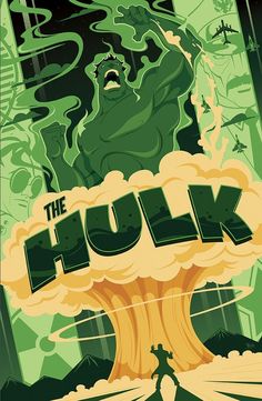 the hulk movie poster is shown in green and yellow colors, with an image of a giant