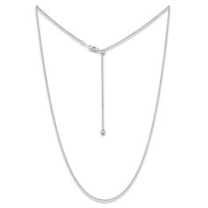 This fully adjustable diamond-cut cable chain necklace gives you the style options you desire. Sterling silver Solid 1.4mm chain Adjustable to 24 inches with sliding bead extender; lobster clasp Made in Italy Classic Adjustable Silver Chain Necklace, Minimalist Adjustable Charm Necklace With Cable Chain, Adjustable Rolo Chain Link Jewelry, Classic White Gold Charm Necklace With Cable Chain, Adjustable Silver Link Necklaces, White Gold Necklace With Round Cable Chain Pendant, Classic Adjustable Cable Chain Jewelry, Minimalist Adjustable Cable Chain Necklace, Minimalist Adjustable Cable Chain Necklaces