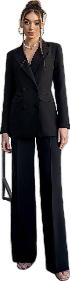 Pantsuit For Women, Black Pantsuit, Suit Measurements, Trouser Suit, Womens Suits, Suit For Women, Beautiful Suit, Pantsuits For Women, Black Crop Top