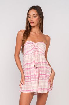 Find the Lena Pink Boho Print Strapless Mini Dress at BohoPink.com! Cute strapless mini dress in a pink and white boho print. Express shipping is available! Cruise Dresses, Spring Break Dress, Hoco Dresses Pink, Trip Outfit, Boho Print Dress, Cruise Dress, Pink Strapless Dress, Summer Mini Dress, Mini Dress Pink