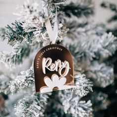 a christmas ornament hanging from a tree