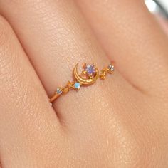 Let's escape to another galaxy. Our Astro Adventure Ring is whimsical and perfect for anyone that loves all things celestial! Wear it alone or stack it with your other Girls Crew faves. 18k gold plated, 18k rose gold plated, or rhodium plated over brass with a protective coating Cubic zirconia stones Approx. 6mm width Celestial Engagement Ring, Galaxy Ring, Celestial Ring, Celestial Jewelry, Pretty Rings, Cute Pins, Moon Stone, Pretty Jewellery, Cute Jewelry