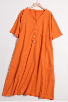 Name:                   Women's Organic Solid Color Linen Dress For Summer Fabric:           �       Fabric has no stretchSeason:                SummerType:                     DressSleeve Length:     Short sleeveColor:                    Ye Dress Sleeve Length, Orange Orange, Dress For Summer, Summer Fabrics, Pair Of Pants, Body Size, Linen Dress, Orange Yellow, Orange Color