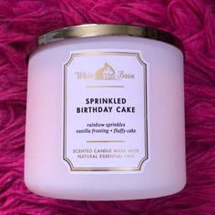 Sprinkled Birthday Cake Candle Bath And Body Works Sprinkled Birthday Cake Candle, Birthday Cake Bath And Body Works, Candle Bath And Body Works, Margarita Candles, Pink Comforter Sets, Cotton Candy Champagne, Sprinkles Birthday Cake, Birthday Cake Candles, Candle Bath