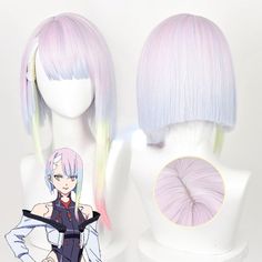 Egirl clothes CYBERPUNK Edgerunners Rainbow Gradient Lucy Cosplay Wig Style 2 ON153 Cyberpunk Edgerunners Cosplay, Edgerunners Cosplay, Lucyna Kushinada, Cyberpunk Hair, Lucy Cosplay, Gothic Harajuku Fashion, Lucy Cyberpunk, Kawaii Wigs, Cyberpunk Edgerunners