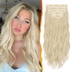 PRICES MAY VARY. ❀【5 PCS Thick Volume】Each package contains 5 PCS Clip In Hair Extensions - 1 PCS 7" Wide Weft (4 Clips); 2 PCS 5" Wide Weft (3 Clips); 2 PCS 3" Wide Weft (2 Clips). Hair length 18"(+/- 1" ). The weight is (0.37-0.38) LB, perfectly suitable for ladies & girls & anybody who wants to increase hair volume or change hairstyle Instantly & Temporarily. ❀【Premium Raw Material】Made from 100% Heat Resistant Synthetic Fiber, which is not only soft, silky and smooth, but also can blend well Ash Blonde Hair Extensions, Wavy Blonde Hair, Butter Blonde, Beige Blond, Increase Hair Volume, Blonde Extensions, Hair Extensions Clip, Extensions Clip In, Blonde Wavy Hair