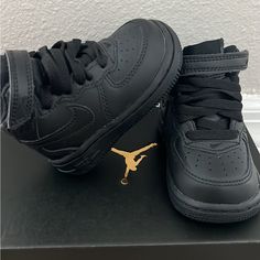 Black Nike. Worn Once. Basically Brand New Nike Black Slip-resistant Sneakers, Black Non-slip High-top Sneakers For Streetwear, Black Non-slip High-top Sneakers, Sporty Black Scratch-resistant High-top Sneakers, Black Non-slip Mid-top Sneakers, Black Scratch-resistant High-top Sneakers, Black Synthetic High-top Sneakers With Round Toe, Black Slip-resistant High-top Sneakers With Round Toe, Black Scratch-resistant Lace-up Sneakers