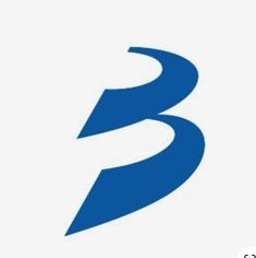 the blue and white letter b is in front of a white background with an arrow