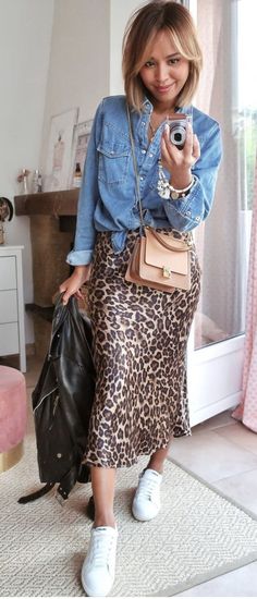 Leopard Print Skirt Outfit, Leopard Skirt Outfit, Printed Skirt Outfit, Rok Outfit, Leopard Print Skirt, Mode Boho, Looks Street Style, Fashion Mistakes, Casual Work Outfits