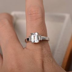 Natural white topaz ring promise ring emerald cut gemstone Promise Ring Emerald, Ring Emerald Cut, Ring Emerald, Dream Engagement, Dream Engagement Rings, Ring Promise, Topaz Ring, Ring Ring, White Topaz