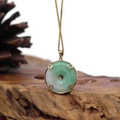 Jade Gemstone Round Pendant Necklace, Jade Amulet Necklace With Round Pendant, Jade Round Pendant Necklace For Healing, Round Jade Spiritual Necklaces, Round Jade Necklace For Spiritual Style, Spiritual Round Jade Necklaces, Spiritual Round Jade Necklace, Spiritual Jade Round Pendant Necklace, Jade Amulet Jewelry With Round Pendant